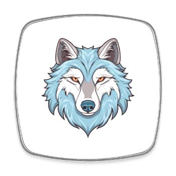 Loup Arctique Aquarelle Colorée Dessin Animé Kawaii Ani - Magnet carré - blanc - Devant