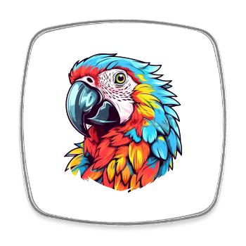Parrot Colorful Watercolor Cartoon Kawaii Animal - Square fridge magnet - white - Front