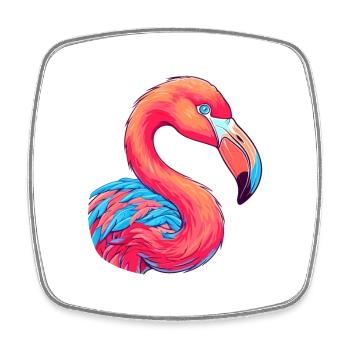 Flamingo Colorful Watercolor Cartoon Kawaii Animal - Square fridge magnet - white - Front