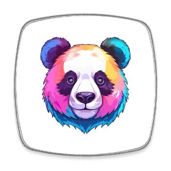 Panda Colorful Watercolor Cartoon Kawaii Animal - Square fridge magnet - white - Front