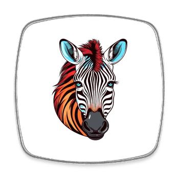Zebra Colorful Watercolor Cartoon Kawaii Animal - Square fridge magnet - white - Front