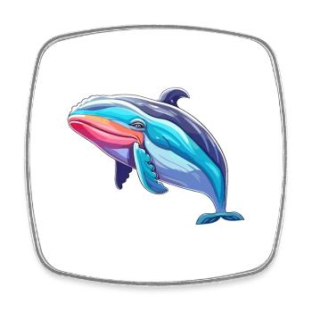 Wal bunte Aquarell-Karikatur Kawaii-Tier - Viereckiger Kühlschrankmagnet - Weiß - Vorne