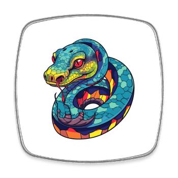Snake Colorful Watercolor Cartoon Kawaii Animal - Square fridge magnet - white - Front