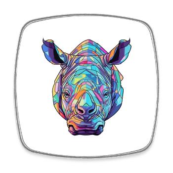 Nashorn buntes Aquarell Cartoon Kawaii Tier - Viereckiger Kühlschrankmagnet - Weiß - Vorne