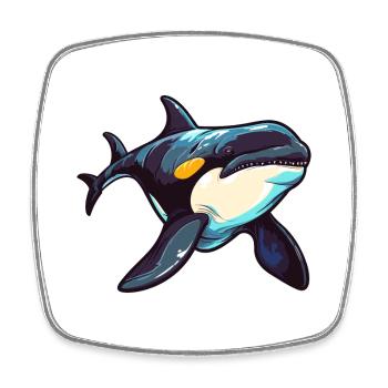 Orca Colorful Watercolor Cartoon Kawaii Animal - Square fridge magnet - white - Front