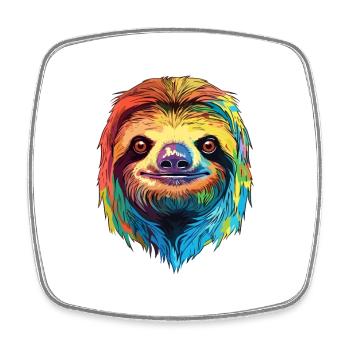 Faultier buntes Aquarell Cartoon Kawaii Tier - Viereckiger Kühlschrankmagnet - Weiß - Vorne