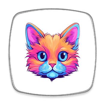 Chaton coloré aquarelle dessin animé kawaii animal - Magnet carré - blanc - Devant