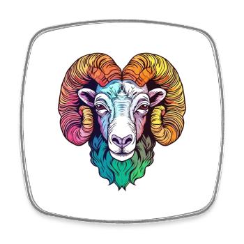 Widder buntes Aquarell Cartoon Kawaii Tier - Viereckiger Kühlschrankmagnet - Weiß - Vorne