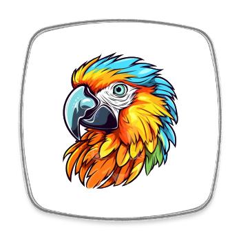 Parrot Colorful Watercolor Cartoon Kawaii Animal - Square fridge magnet - white - Front