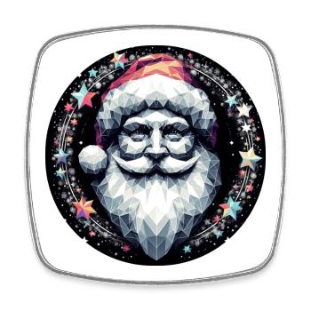 Santa Claus Head in Wreath Bright - Square fridge magnet - white - Front