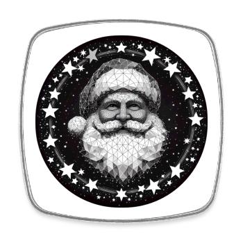 Couronne polygonale tête de Père Noël ronde gris blanc - Magnet carré - blanc - Devant