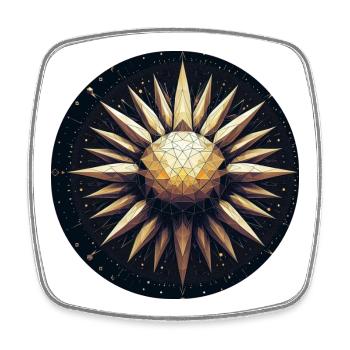 Golden sun with rays galaxy - Square fridge magnet - white - Front