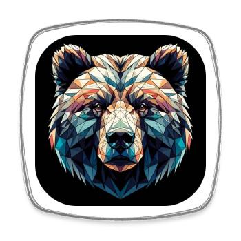 Colorful Bear in Polygon Design - Square fridge magnet - white - Front