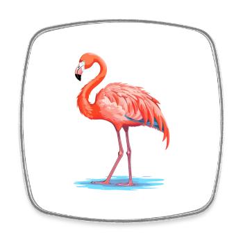 Flamingo Colorful Watercolor Cartoon Kawaii Animal - Square fridge magnet - white - Front