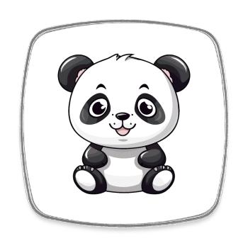 Panda Niedliche Karikatur Kawaii Aquarell Tier Haustier - Viereckiger Kühlschrankmagnet - Weiß - Vorne