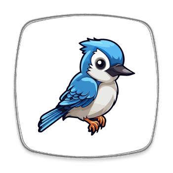 Blue Jay Cute Cartoon Kawaii Watercolor Animal Pet - Square fridge magnet - white - Front