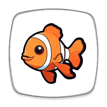 Poisson-clown mignon dessin animé kawaii aquarelle Animal Pe - Magnet carré - blanc - Devant