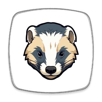 Blaireau Mignon Dessin Animé Kawaii Aquarelle Animal Animal De Compagnie - Magnet carré - blanc - Devant
