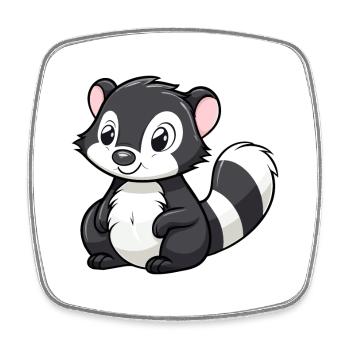 Skunk Mignon Dessin Animé Kawaii Aquarelle Animal De Compagnie - Magnet carré - blanc - Devant