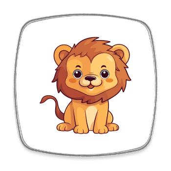 Lion Cute Cartoon Kawaii Watercolor Animal Pet - Square fridge magnet - white - Front