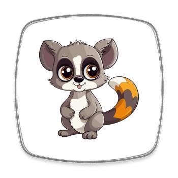 Lemur Cute Cartoon Kawaii Watercolor Animal Pet - Square fridge magnet - white - Front