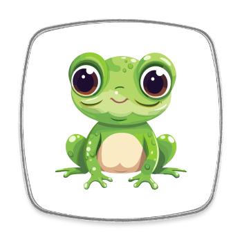 Grenouille Mignon Dessin Animé Kawaii Aquarelle Animal De Compagnie - Magnet carré - blanc - Devant