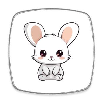 Hase niedliche Karikatur Kawaii Aquarell Tier Haustier - Viereckiger Kühlschrankmagnet - Weiß - Vorne