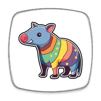 Tapir Cute Cartoon Kawaii Watercolor Animal Pet - Square fridge magnet - white - Front
