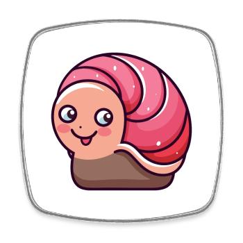 Schnecke Niedliche Karikatur Kawaii Aquarell Tier Haustier - Viereckiger Kühlschrankmagnet - Weiß - Vorne