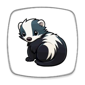 Skunk Mignon Dessin Animé Kawaii Aquarelle Animal De Compagnie - Magnet carré - blanc - Devant