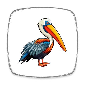 Pelikan Niedliche Karikatur Kawaii Aquarell Tier Haustier - Viereckiger Kühlschrankmagnet - Weiß - Vorne