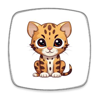 Ocelot Cute Cartoon Kawaii Watercolor Animal Pet - Square fridge magnet - white - Front