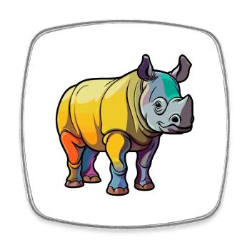 Nashorn niedliche Karikatur Kawaii Aquarell Tier Haustier - Viereckiger Kühlschrankmagnet - Weiß - Vorne
