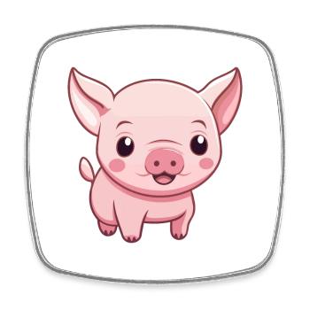 Schwein niedliche Karikatur Kawaii Aquarell Tier Haustier - Viereckiger Kühlschrankmagnet - Weiß - Vorne