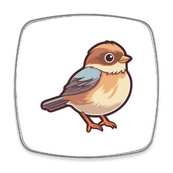 Spatz Niedliche Karikatur Kawaii Aquarell Tier Haustier - Viereckiger Kühlschrankmagnet - Weiß - Vorne