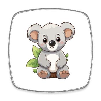 Koala mignon dessin animé kawaii aquarelle animal animal de compagnie - Magnet carré - blanc - Devant