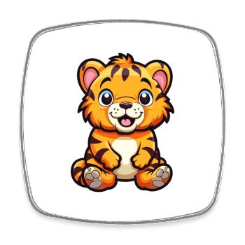 Tigre mignon dessin animé kawaii aquarelle animal animal de compagnie - Magnet carré - blanc - Devant