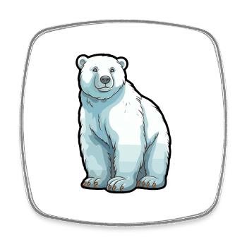 Ours polaire mignon dessin animé kawaii aquarelle Animal P - Magnet carré - blanc - Devant