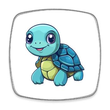 Turtle Cute Cartoon Kawaii Watercolor Animal Pet - Square fridge magnet - white - Front
