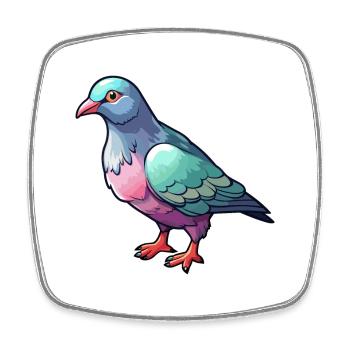 Pigeon Mignon Dessin Animé Kawaii Aquarelle Animal De Compagnie - Magnet carré - blanc - Devant