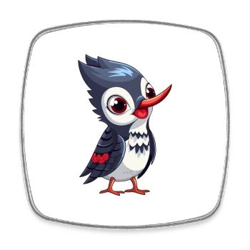 Pic mignon dessin animé kawaii aquarelle Animal P - Magnet carré - blanc - Devant