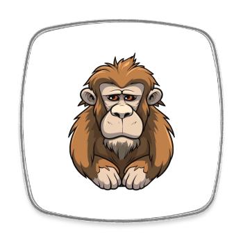 Baboon Cute Cartoon Kawaii Watercolor Animal Pet - Square fridge magnet - white - Front