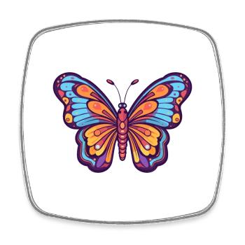 Papillon mignon dessin animé kawaii aquarelle Animal Pe - Magnet carré - blanc - Devant