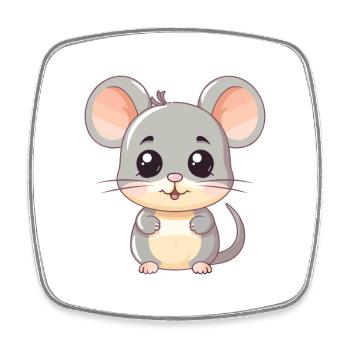 Niedliche Maus Kawaii Cartoon Aquarell Tierhaustier - Viereckiger Kühlschrankmagnet - Weiß - Vorne
