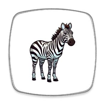 Zebra Cute Cartoon Kawaii Watercolor Animal Pet - Square fridge magnet - white - Front