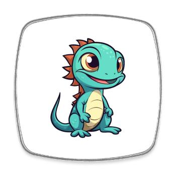 Lizard Cute Cartoon Kawaii Watercolor Animal Pet - Square fridge magnet - white - Front