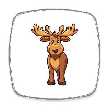 Moose Cute Cartoon Kawaii Watercolor Animal Pet - Square fridge magnet - white - Front