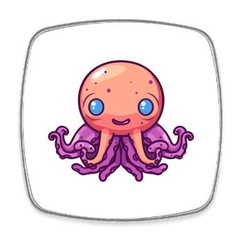 Oktopus Niedliche Karikatur Kawaii Aquarell Tier Haustier - Viereckiger Kühlschrankmagnet - Weiß - Vorne