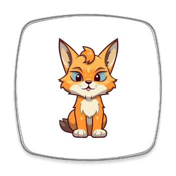 Luchs Niedliche Karikatur Kawaii Aquarell Tier Haustier - Viereckiger Kühlschrankmagnet - Weiß - Vorne