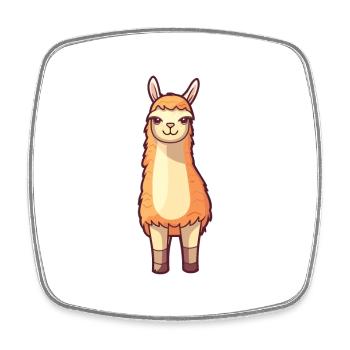 Llama Cute Cartoon Kawaii Watercolor Animal Pet - Square fridge magnet - white - Front